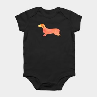 Dachshund Dog Orange Yellow Watercolor Silhouette Baby Bodysuit